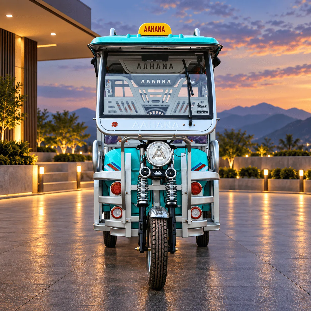 Aahana 5 (A5) Flexi electric rickshaw - teal - front view