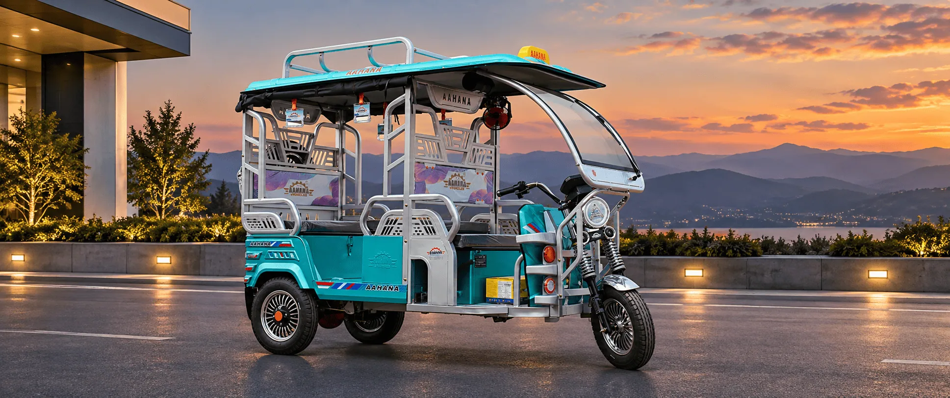 Aahana 5 (A5) Flexi electric rickshaw - three quarter view